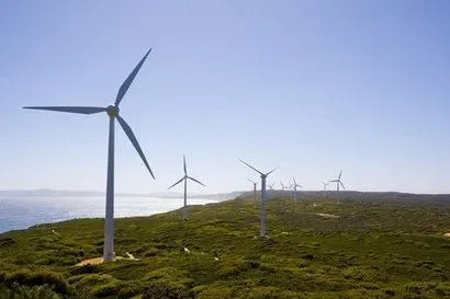 wind turbine landscape countryside foggy renewable