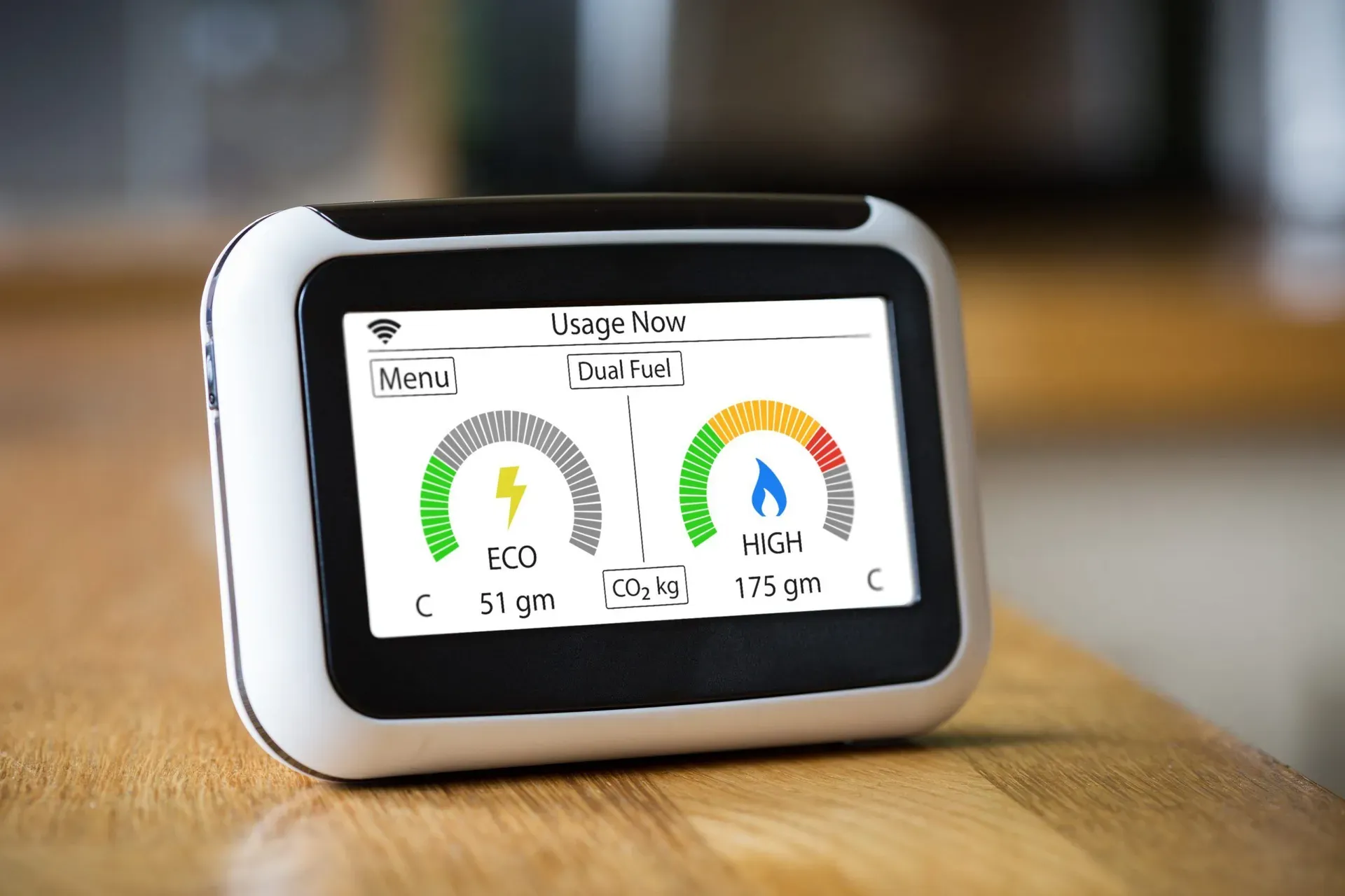 Smart Meter Showing Dual Fuel Carbon Emissions